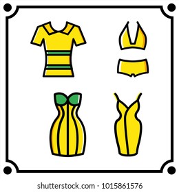 woman clothes set icon vector