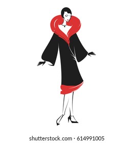 Woman in clothes in vintage style 1920's. Retro fashion vector illustration isolated on white background.