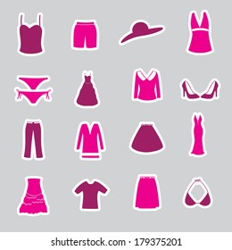 woman clothing stickers set eps10