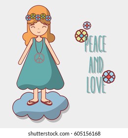 woman in cloud peace and love