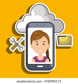 woman cloud smartphone apps
