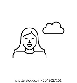 Woman and cloud. User profiles or accounts hosted in the cloud. Pixel perfect, editable stroke icon