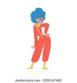 Woman Clown with Makeup Face and Flamboyant Costume as Circus Artist Character Performing on Stage or Arena Vector Illustration