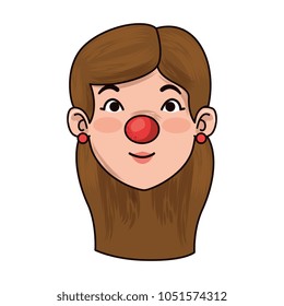 woman with clown nose