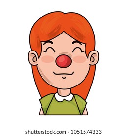 woman with clown nose