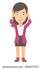Woman clutching her head in desperate. Woman clutching her head in desperate.