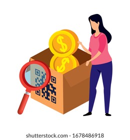 Vektorillustration und Code qin Box und Icons