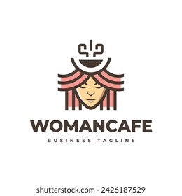 woman coffee vector logo design