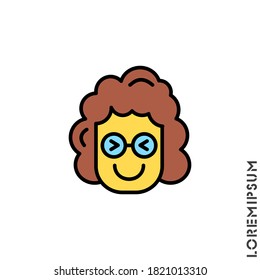 woman color icon. Happy, laughing