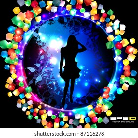 Woman with colorful background