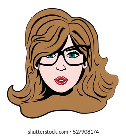 Woman comic face icon vector illustration graphic design