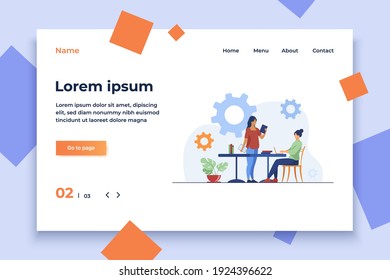 Woman coming to other woman with ideas for project. Work, office. Flat vector illustration. Business and project concept can be used for presentations, banner, website design, landing web page