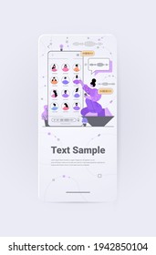 woman communicating by voice messages in mobile app audio chat application social media online communication