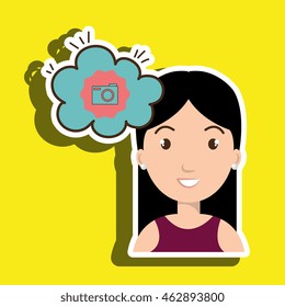 woman communication camera bubble vector illustration eps 10