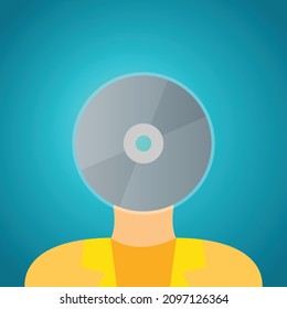 Woman with compact disc head
