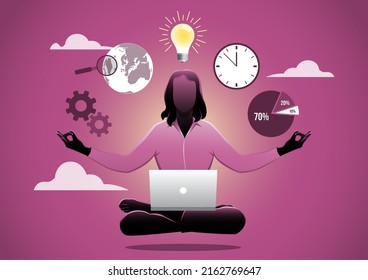 Woman as company leader and mentor with calm and precise work vector illustration.