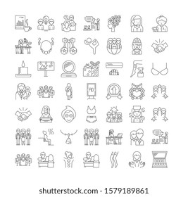 Woman company linear icons, signs, symbols vector line illustration set