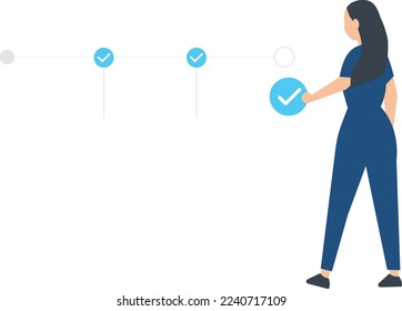 Woman with completed tasks, Woman add task, Completed task concept, Successful well done work
