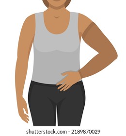 Woman In Compression Arm Sleeve. Vector Illustration