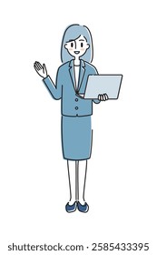 Woman with a computer, business, whole body