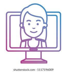 woman with computer icon