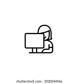 Woman and computer icon, eps 10