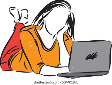 woman with computer illustration