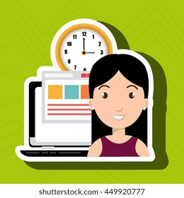 woman and computer isolated icon design, vector illustration  graphic 
