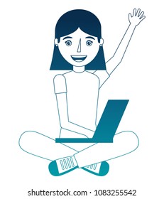 woman with computer laptop character