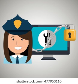 woman computer padlock