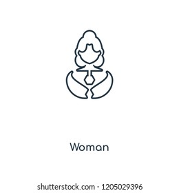 Woman concept line icon. Linear Woman concept outline symbol design. This simple element illustration can be used for web and mobile UI/UX.
