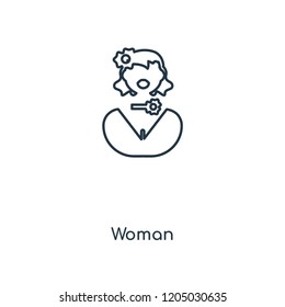 Woman concept line icon. Linear Woman concept outline symbol design. This simple element illustration can be used for web and mobile UI/UX.