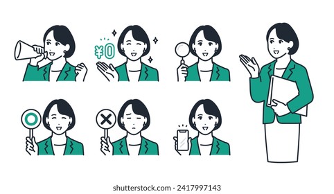 Woman concierge simple vector icon illustration set material