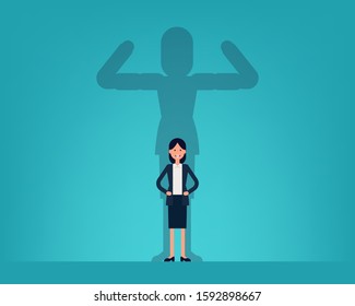 woman confidence. Business power. Vector illustration in cartoon style design.