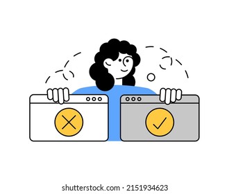 Woman Confirm Cancel Sign Stock Vector (Royalty Free) 2151934623 ...