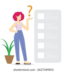 woman is confused, question icon, asking questions, making questions, for business presentations, marketing advertisements, or