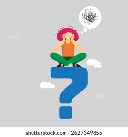woman is confused, question icon, asking questions, making questions, for business presentations, marketing advertisements, or
