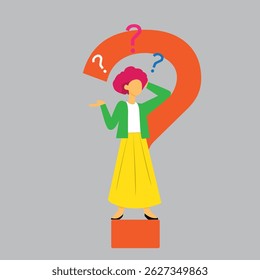 woman is confused, question icon, asking questions, making questions, for business presentations, marketing advertisements, or
