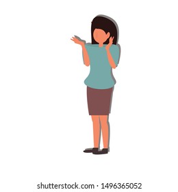 Woman consider concept on white background. Flat vector illustration for website.