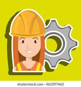 woman construction tool gears vector illustration graphic