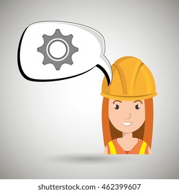 woman construction tool gears vector illustration graphic