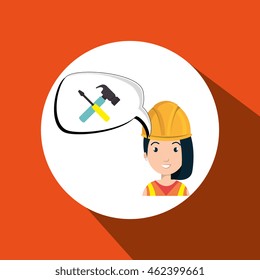 woman construction tool gears vector illustration graphic