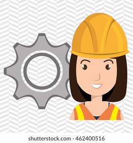 woman construction tool gears vector illustration graphic