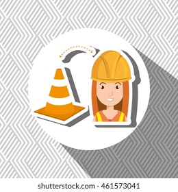 woman construction tool work vector illustration graphic