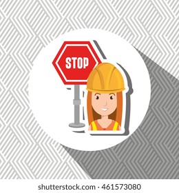 woman construction tool work vector illustration graphic