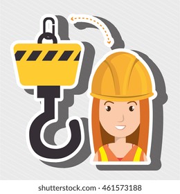 woman construction tool work vector illustration graphic