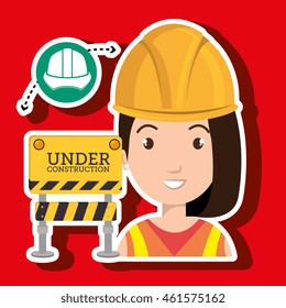woman construction tool work vector illustration graphic