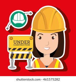 woman construction tool work vector illustration graphic