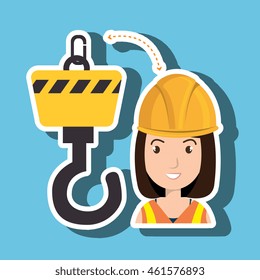 woman construction tool work vector illustration graphic