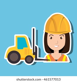 woman construction tool work vector illustration graphic